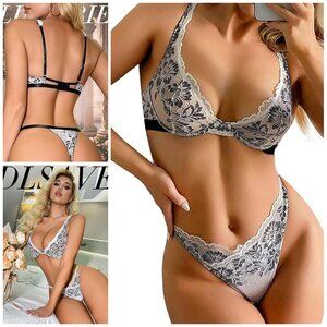 Sexy Lingerie for Women Lace V Neck Push Up Lingerie Sets